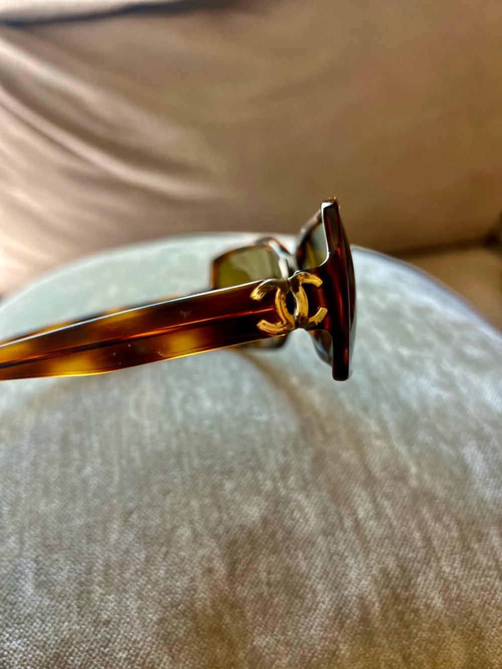 CHANEL Tortoiseshell Sunglasses with Gold CC Emblem